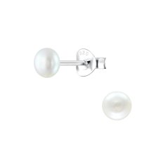 Stříbrné náušnice BÍLÁ PERLA 4 mm